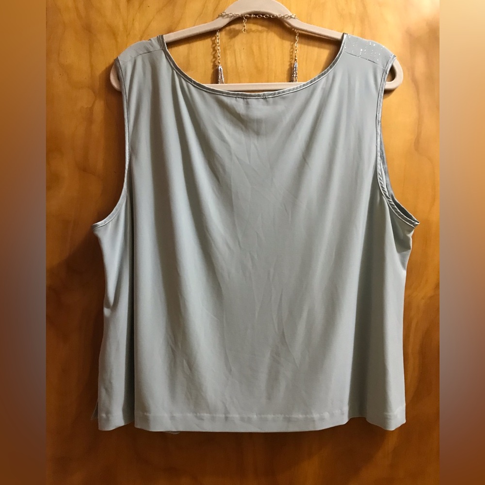 Baby Blue 18W Sleeveless Sparkly Top - Picture 4 of 6